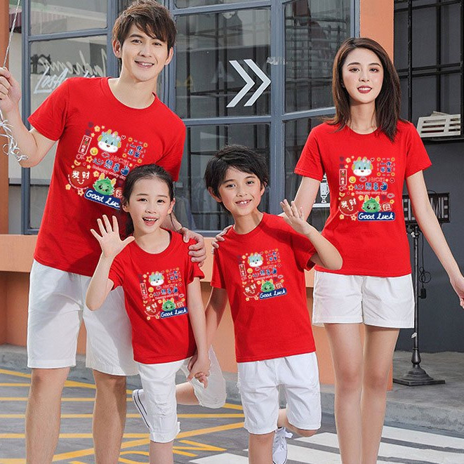 COCO เสื้อตรุษจีน เสื้อยืดแขนสั้น เสื้อครอบครัว สีแดง รุ่น WMA2567
