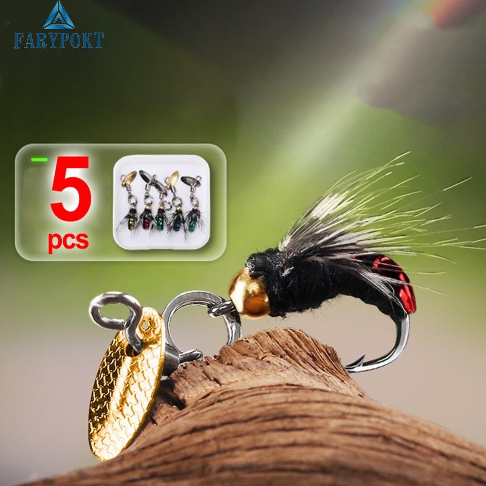 Fly Hooks 5 ชิ้นแมลงวันแมลงเหยื่อ-Fly Fishing Decoy เหยื่อ-เลื่อม Fishhook