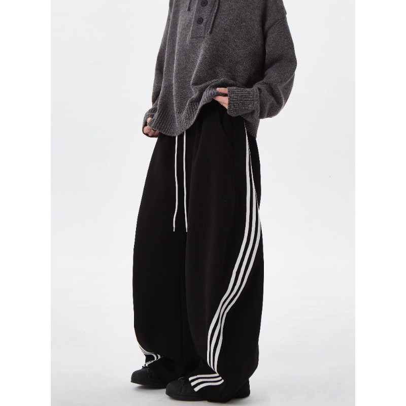 แพนโนเฟลซัส กางเกงขายาวผู้ชายสไตล์อเมริกันสตรีทลายทางสีตัดกันหลวมสบาย ๆ กางเกงกีฬาสไตล์เป็นกลาง - รูปที่ 2