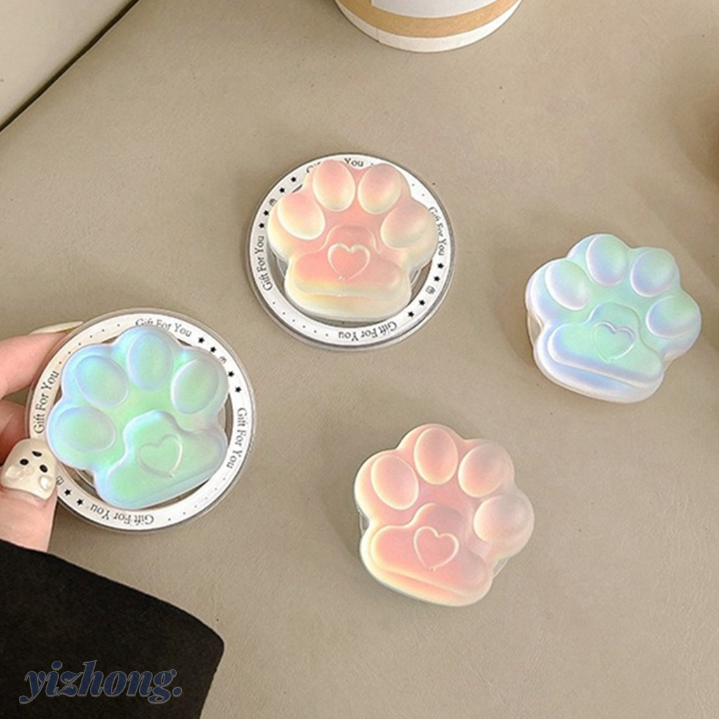 Magnetic Attraction ที่วางโทรศัพท์ Kickstand น่ารัก 3D Cat Paw Design แฟชั่นเลเซอร์สี Creative Stand สําหรับ Naked โทรศัพท์มือถือ Magsafe กรณีพับ Anti-drop PC Bracket