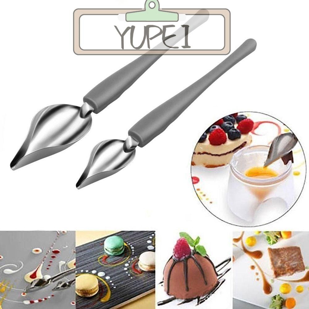YUPEI Valon ซอสช้อนครัวเครื่องมือตกแต่งขนมหวานสแตนเลสซอสภาพวาด Art ดินสอวาด Design