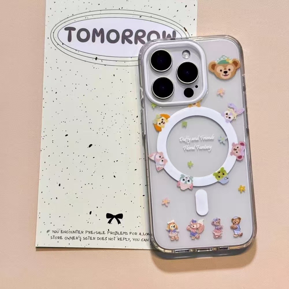 น่ารัก Lingna Belle Duffy Bear Bracket เหมาะสําหรับ s25 +/ s24/s23/s22/S21 เคสโทรศัพท์โปร่งใสNote20/S21 FE Simple s23/22 + Disney s21/20 - รูปที่ 4