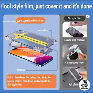 ทำความสะอาดฝุ่นโดยอัตโนมัติ ฟิล์มกระจก iphone สำหรับ11 15 14 16 Pro Max ติดง่าย แบบเต็มจอ HD 13/12/15plus/8/7plus/XR XS