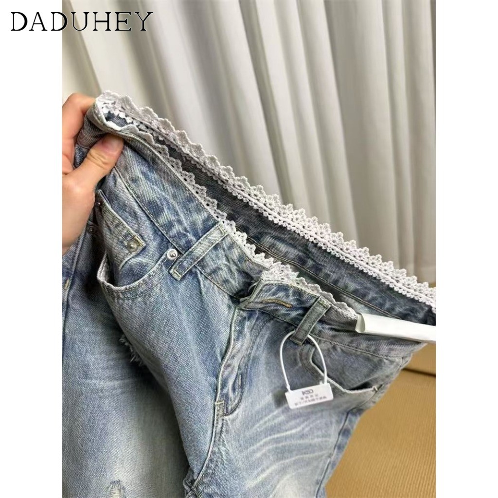 DaDuHey جينز نسائي شارلستون منخفض الخصر بحواف دانتيل — صورة 6