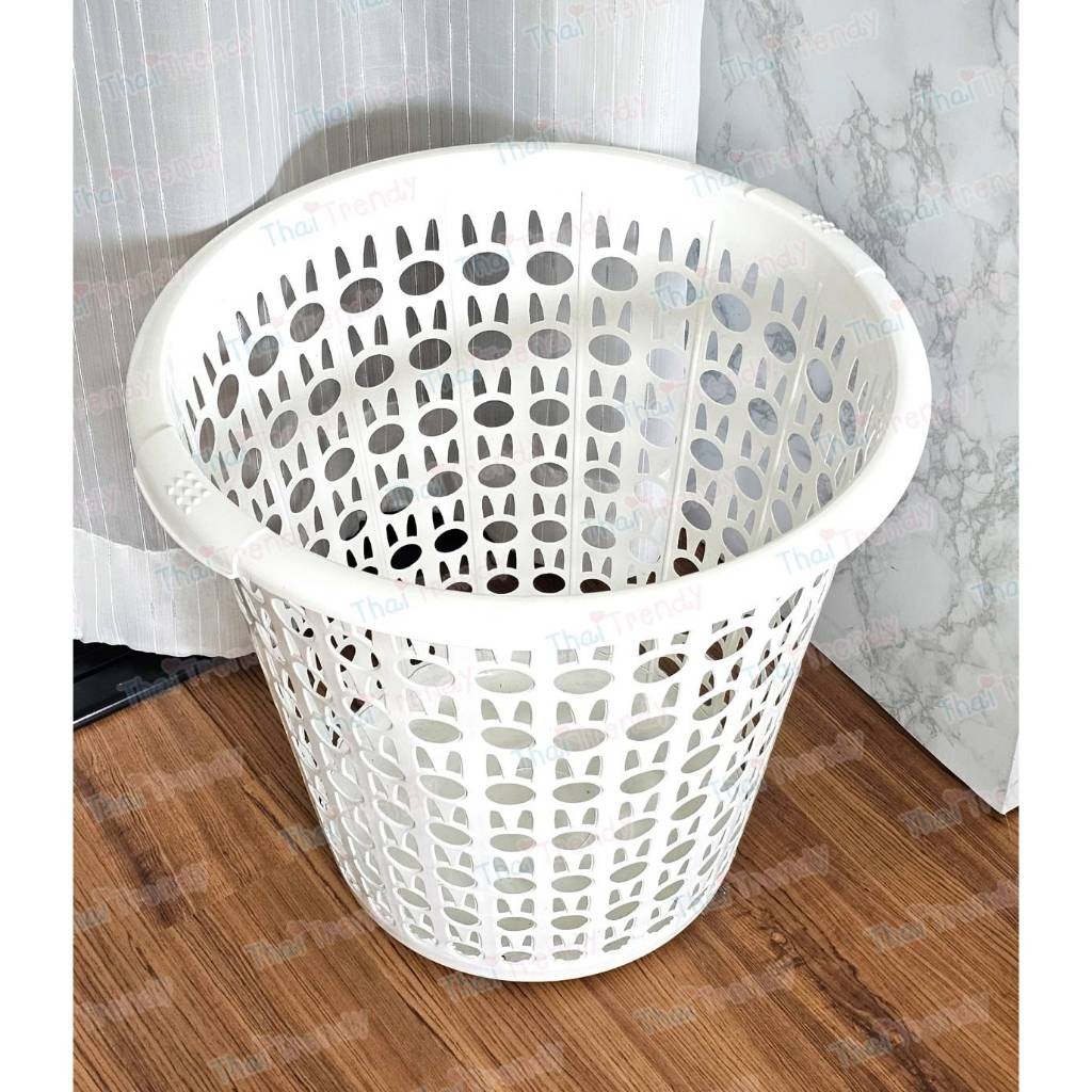 ตะกร้ากลมทรงสูง สีโมเดิร์น พลาสติกอย่างดี แข็งแรง ทนทางมากๆ ขนาด 42x39 ซม. - รูปที่ 3