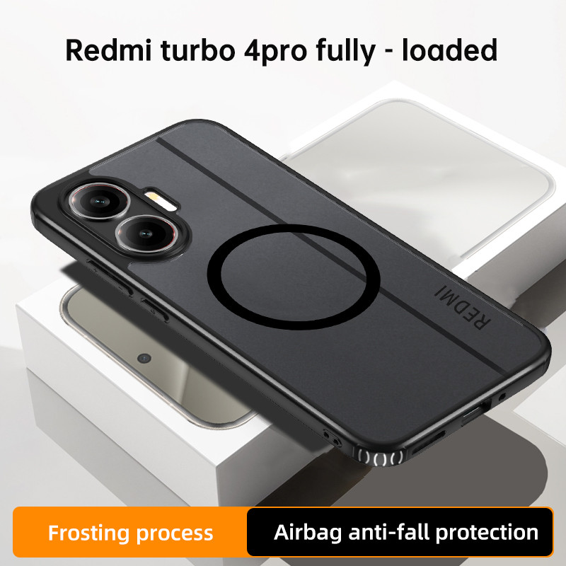 สําหรับ Xiaomi Redmi Turbo 4 Pro กรณี ELVEV โปร่งใส Matte Hard PC กันกระแทก Semiparent ด้านหลังฝาครอบดูด