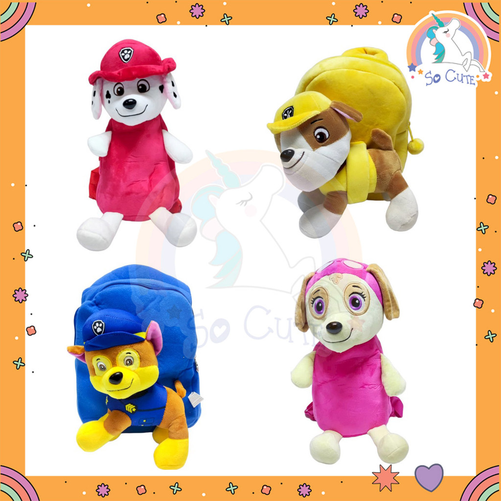 Socute Kids Plushie School กระเป๋าเป้สะพายหลังสัตว์การ์ตูน Paw Patrol Beg Galas Anak Sekolah Kartun Haiwan Lucu