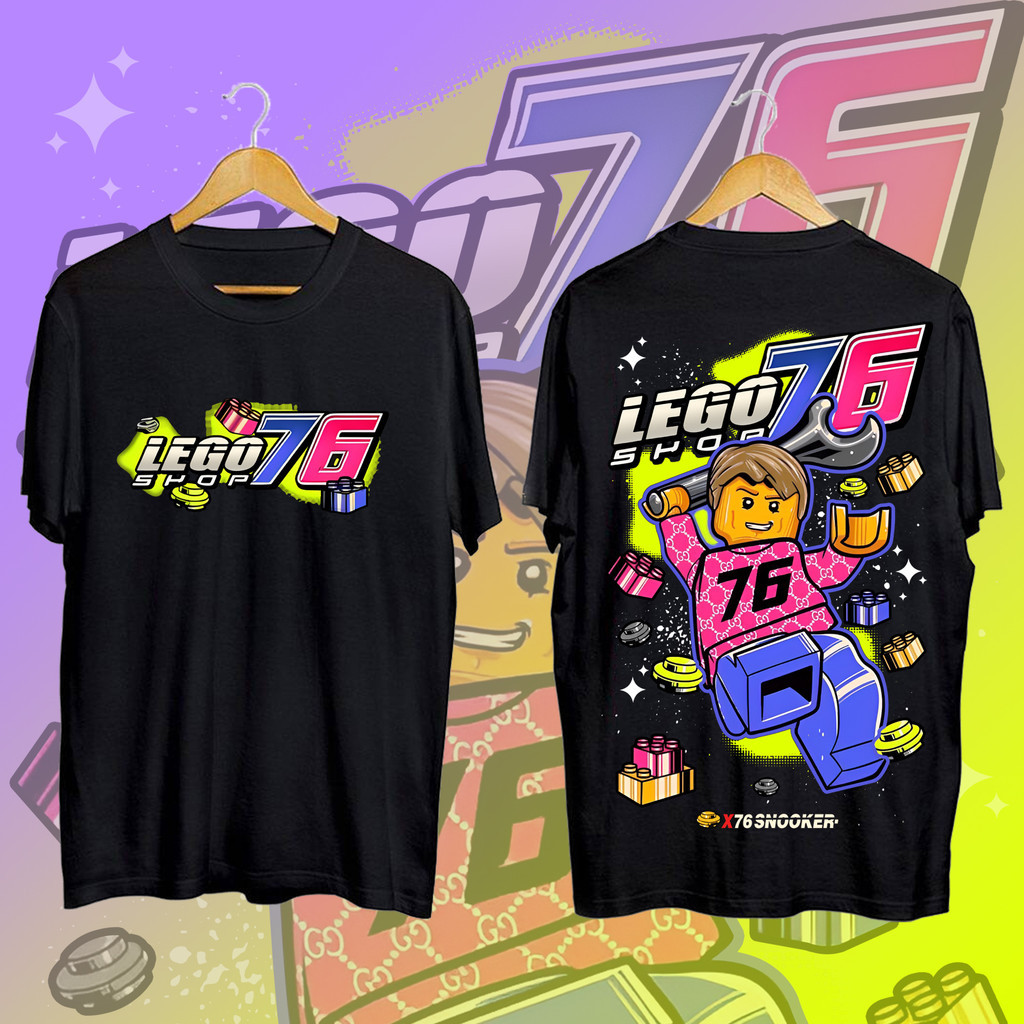 [Csndice] 2025 LEGO 76 เสื้อยืดแขนสั้นพิมพ์รอบคอผ้าฝ้ายด้านบนผู้ชาย