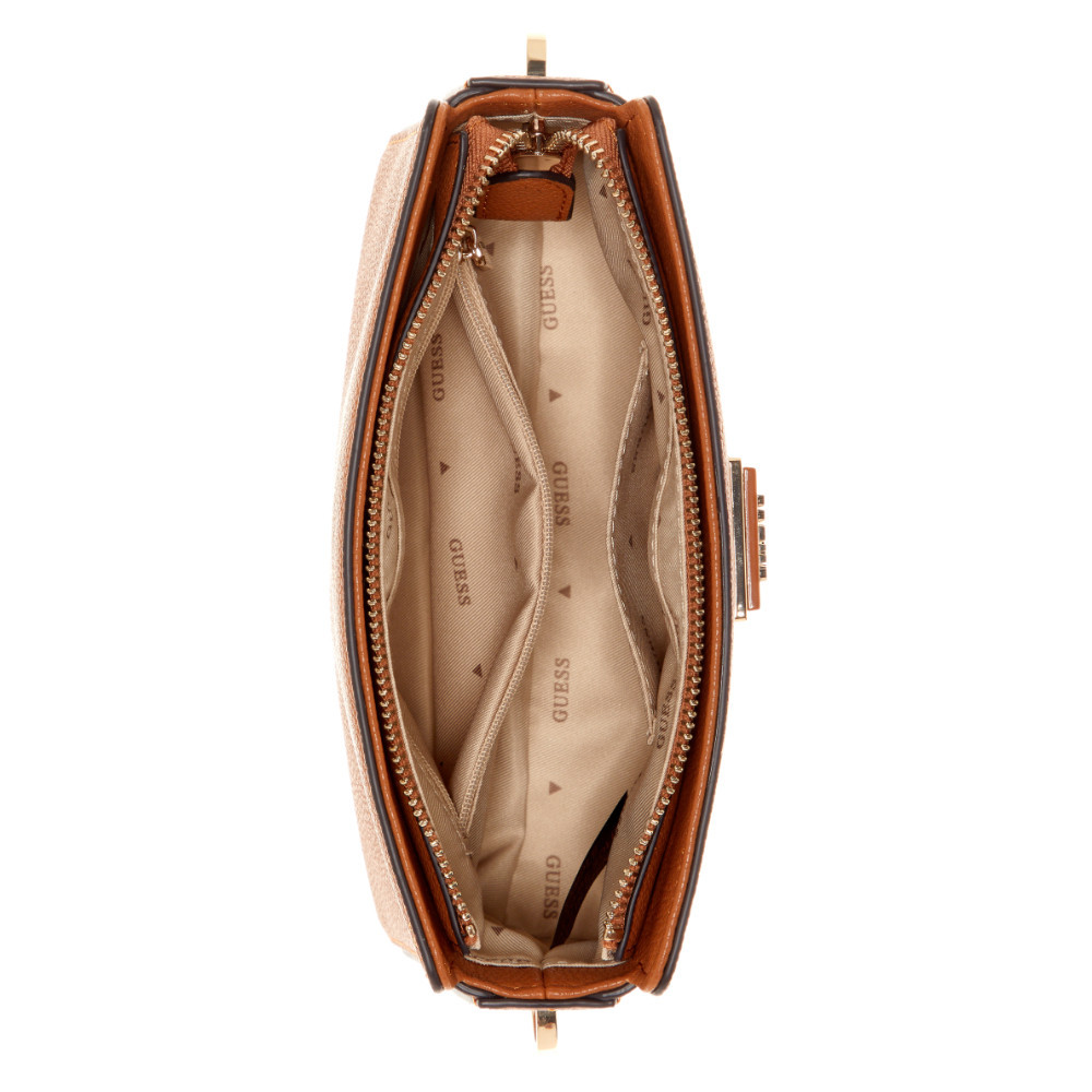 GUESS กระเป๋า รุ่น BG877812 MERIDIAN CROSSBODY TOP ZIP สีน้ำตาล