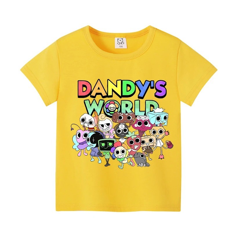2025 ใหม่ Dandys World Kids Tee รูปการ์ตูนพิมพ์แขนสั้นฤดูร้อนเสื้อยืด