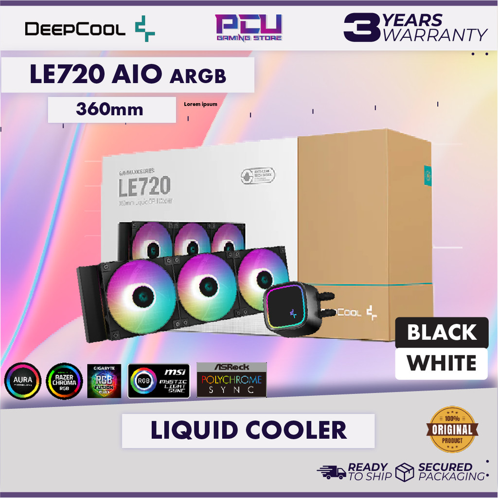 DEEPCOOL LE720 360MM AIO CPU COOLER - สีดํา/ขาว (รับประกัน 3 ปี)