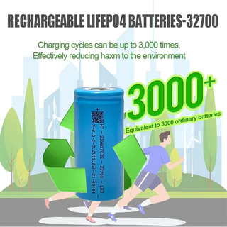แบตเตอรี่ LiFePO4 32700 (32650) 3.2V 6000mAh หัวแบน สำหรับระบบโซล่าเซลล์ รถEV สกู๊ตเตอร์ แบตใหม่มือหนึ่ง 100%