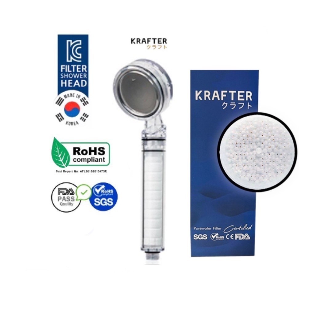 (รับประกันสินค้า) ฝักบัวสปาน้ำเกาหลีแท้ เพื่อสุขภาพ รุ่น Krafter Onsenrain Signature Certified Quali