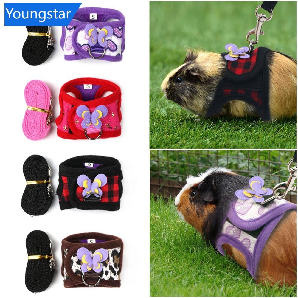 YOUNGSTAR ปรับ Guinea Pig Harness Leash ชุดกลางแจ้งเชือกดึงสําหรับหนูแฮมสเตอร์ Chinchilla หนู Ferret กระต่ายสัตว์เล็กอุปกรณ์เสริม F2N9