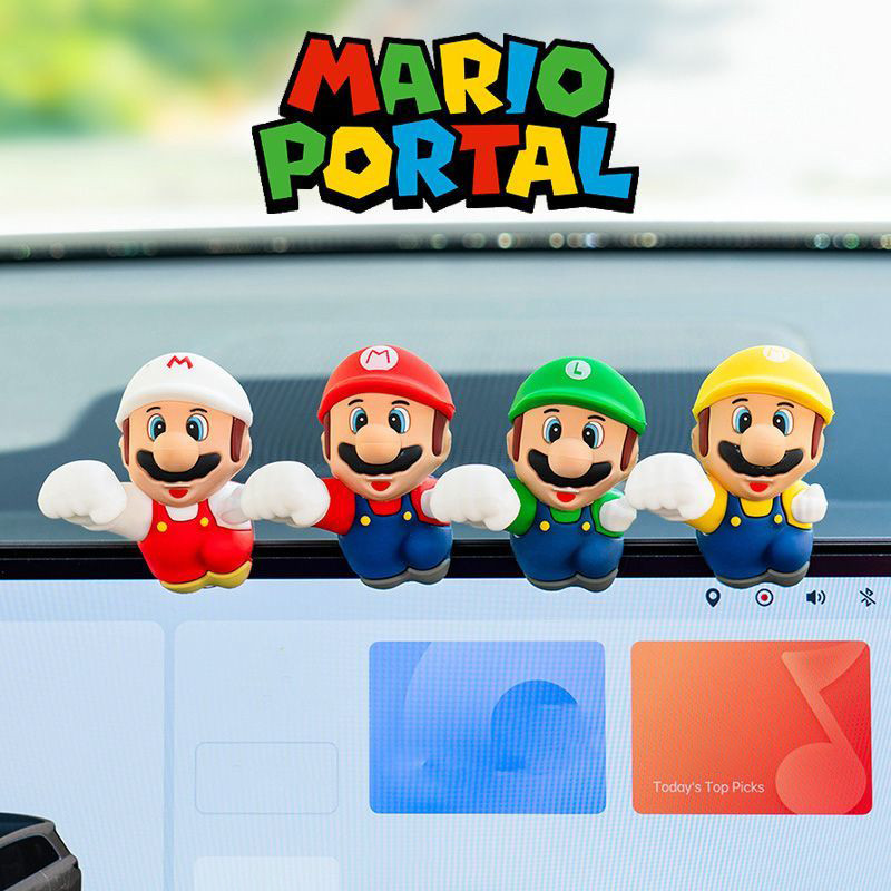 การ์ตูน Super Mario Bros น่ารักรถสติกเกอร์รูปลอกตกแต่ง 3D รถจักรยานยนต์ของเล่นรถจี้เครื่องประดับ