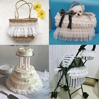 2Yard 7.5 ซม.ลูกไม้สีขาวสีดําผ้าชั้นริบบิ้นยืดหยุ่น Ruffle Trim สําหรับเย็บผ้ากระโปรงผ้าม่านอุปกรณ์เสริม DIY หัตถกรรม