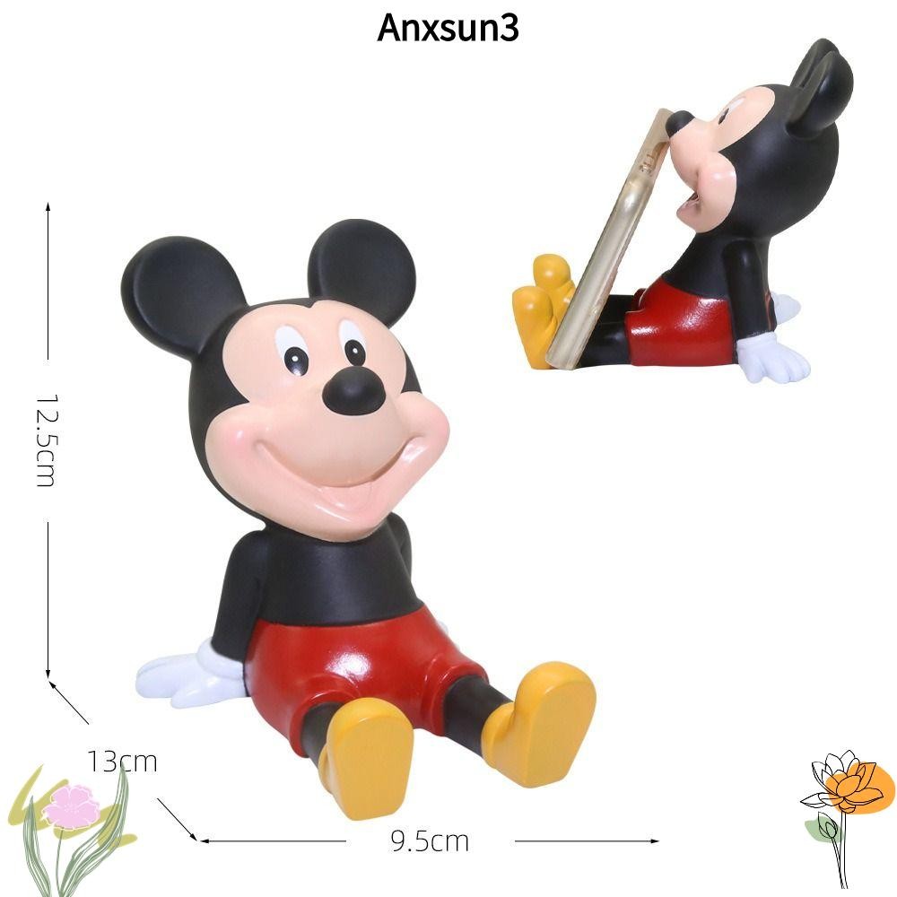 ANXSUN3 ที่วางโทรศัพท์ลายการ์ตูนมิกกี้,ที่วางโทรศัพท์น่ารัก,ของขวัญของเล่นตกแต่งบ้านสก์ท็อปเครื่องประดับประติมากรรมรูปปั้นการ์ตูนมิกกี้เมาส์ตกแ