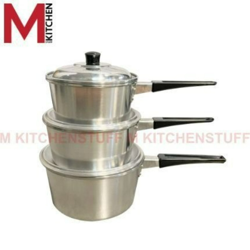 M KITCHEN หม้อ หม้อโจ๊ก หม้อด้าม หม้อต้มอลูมิเนียมแบบมีด้ามจับ เบอร์ 14,15,16,18,20 ตราร่ม ราคาต่อ1ใบ ใช้กับเตาแก๊ส (C5)