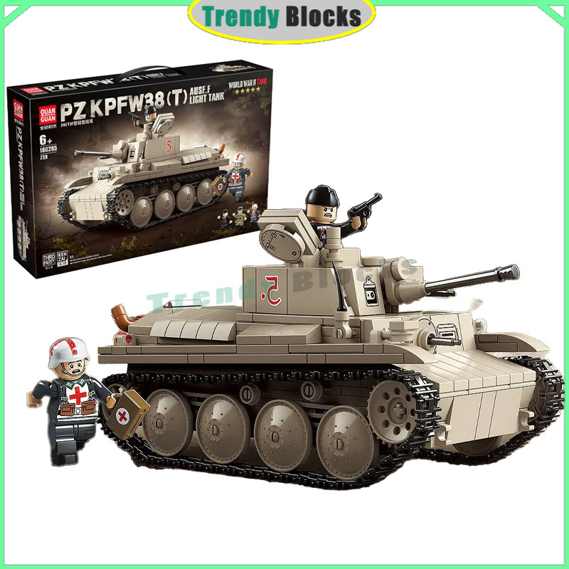 100285 PZ KPFW38(T) Ausf.F Light Tank WWII Panzer Building Blocks ถังของเล่นของขวัญสําหรับชาย
