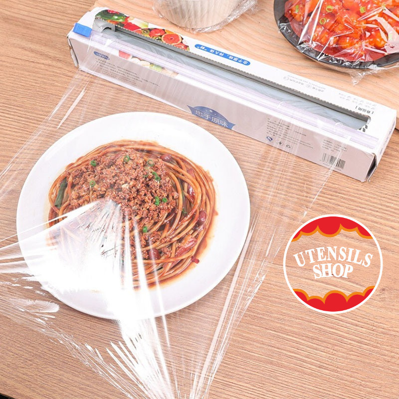 UENSILS ฟิล์มแรปอาหาร พร้อมกล่องตัด 30cm แรปห่ออาหาร ฟิล์มถนอมอาหาร ฟิล์มห่ออาหาร พลาสติกwrapอาหาร แรปพลาสติกใส