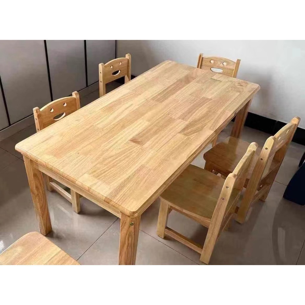 สตูลโต๊ะเด็กโอ๊คชุดโต๊ะกิจกรรมเด็กเล็ก 1 - 3 ปี Montessori Toddler Table and Chairs Set ชุดโต๊ะและเก้าอี้ไม้เนื้อแข็ง - รูปที่ 7