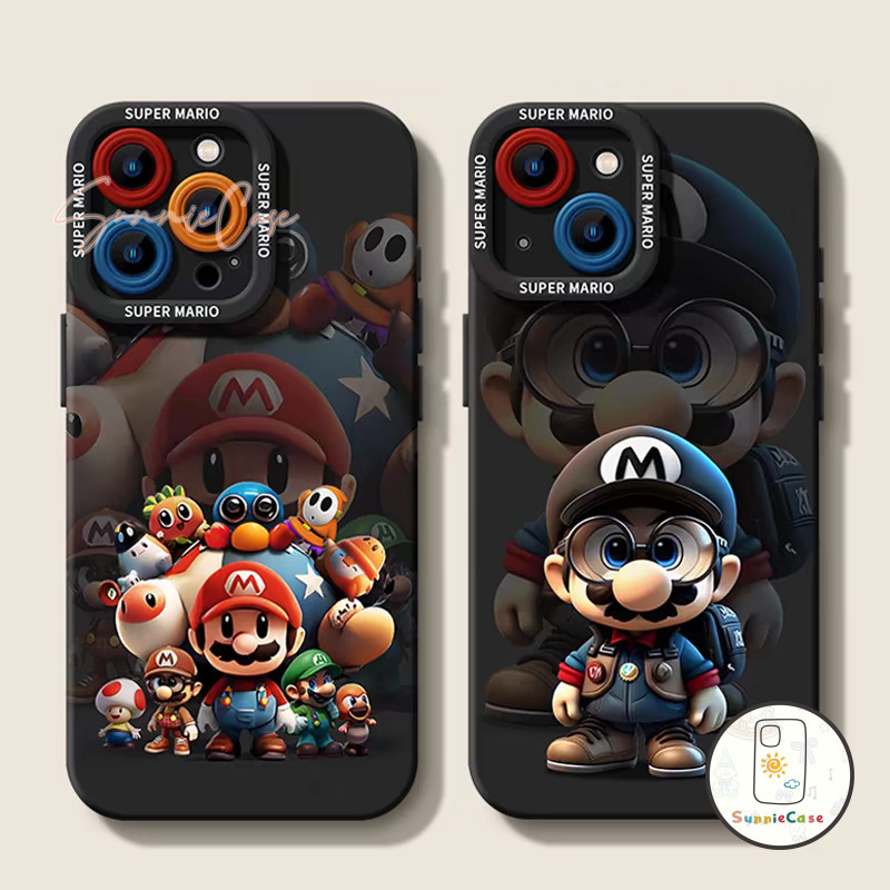 เคสไอโฟน11 สำหรับ IPhone 12 11 15 13 16 14 Pro Max XR  X XS 7Plus 8Plus Max 15 7 8 Plus SE การ์ตูนและน่ารัก มาริโอ เคส