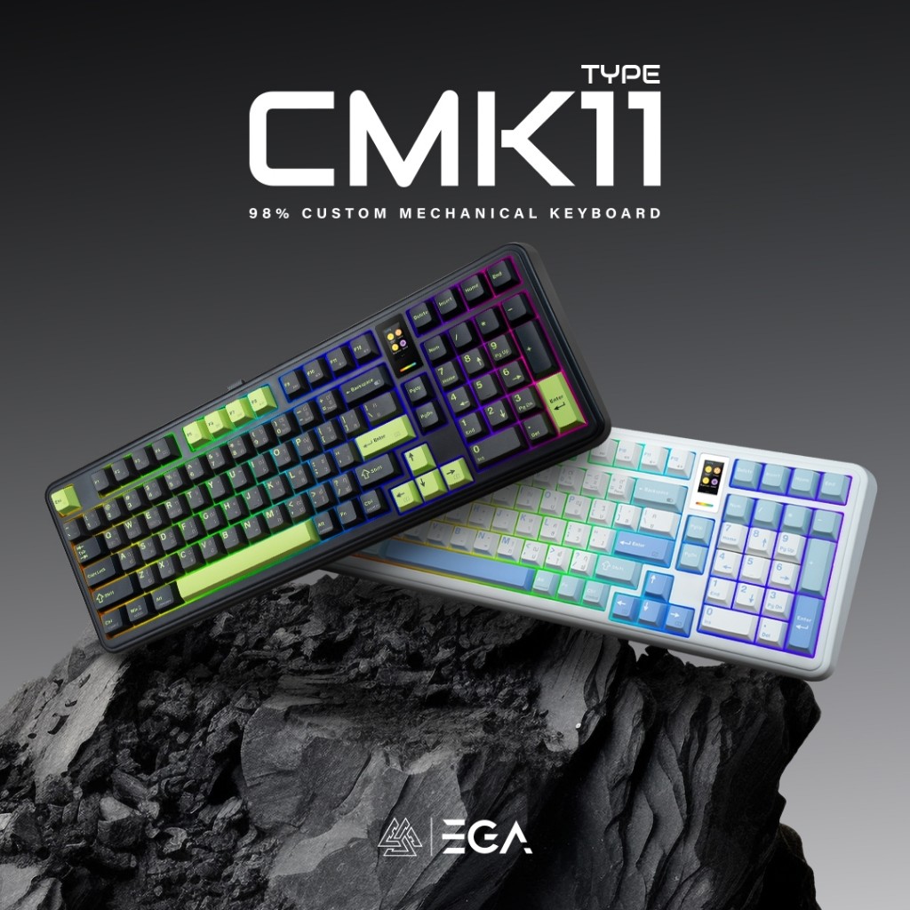 EGA Type CMK11 Custom Mechanical Keyboard 98% คีย์บอร์ดเกมมิ่งไร้สาย Wireless /Cable/Bluetooth มีจอ 