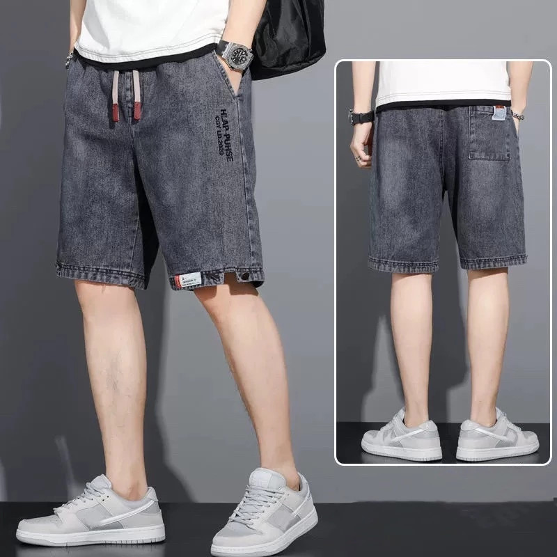 EERSHENSHI กางเกงขาสั้นเอวยางยืดผู้ชาย ผ้ายีนส์ยืด รุ่น M0750