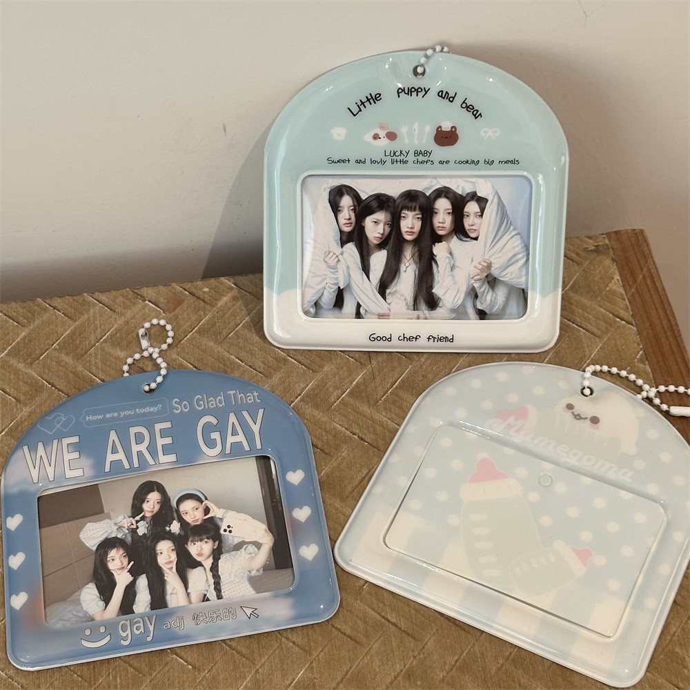 Ins รุ่นแนวนอนชุดสีเขียวสีฟ้าสด 10 ซม. Aidou Photocard ผู้ถือบัตรโพลารอยด์บัตรวิทยาเขตถุงเก็บอาหาร