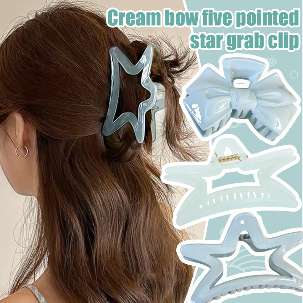 1/4 ชิ้น Icy Blue Bow กิ๊บติดผมขนาดใหญ่ - Summer Cool Ladies Grab-Clip - เครื่องประดับผมหวานทุกวัน