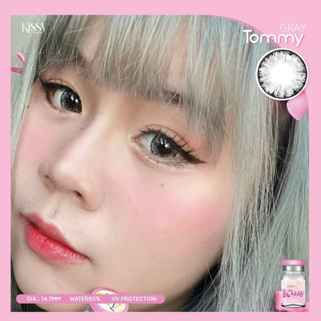 [สายตา ปกติ] บิ๊กอาย คอนแทคเลนส์ ลายเกร็ดหิมะ Kissy แท้100% ลาย Tommy Brown / Gray ตาหวาน ตาโต