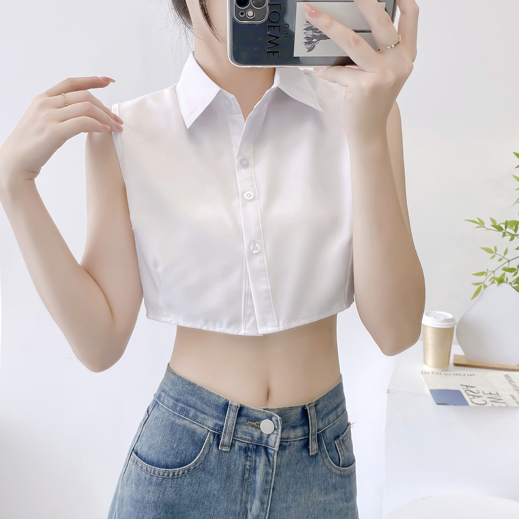 ใส่ธุรกิจสไตล์เกาหลีปกปลอมชุดทุกการแข่งขันเสื้อกันหนาวตกแต่งปกเสื้อกั๊กฐานเสื้อ