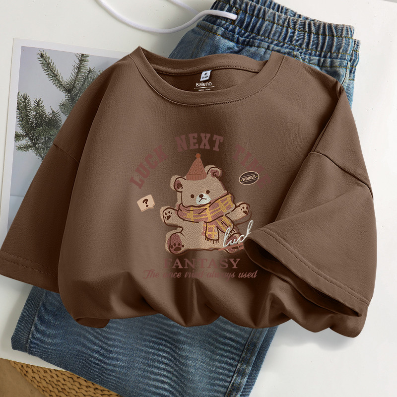 เสื้อยืดแขนสั้น ลายครอบครัวหมี แสนน่ารัก มีsixสีให้เลือก (S-XXXL) ใส่ได้ทั้งผู้หญิง-ผู้ชาย