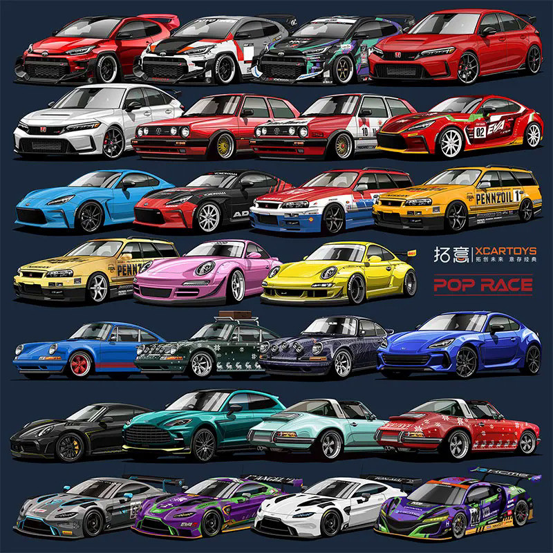 XCARTOYS POP RACE 1/64 SKYLINE GT-R V8 NSX GT3 EVA01 GR YARIS 992 Stinger GTR Stagea R34 Car Alloy D