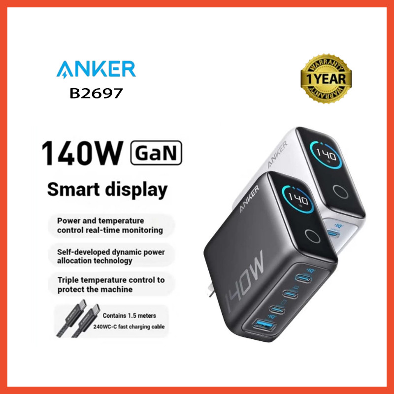 Anker B2697 140W เครื่องชาร์จกําลังสูง PD หลายพอร์ตชาร์จเร็ว