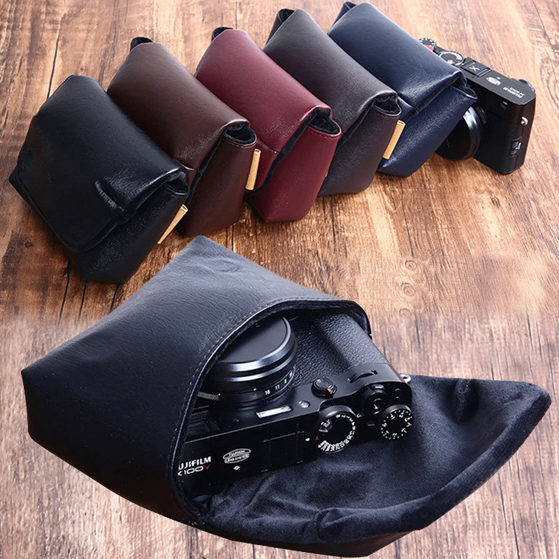 PU Leather Camera Bag Soft Case Cover for Fujifilm X100F X100T X100S X10S X70 Leica DUXL X X2 Canon 