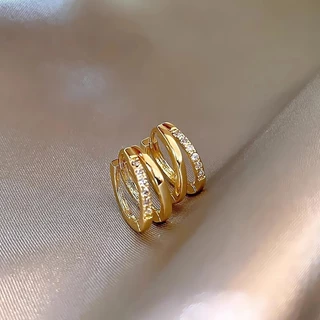 Bling Zircon รอบวงกลม Dangle ต่างหูหัวเข็มขัดหู Studs อุปกรณ์เสริม