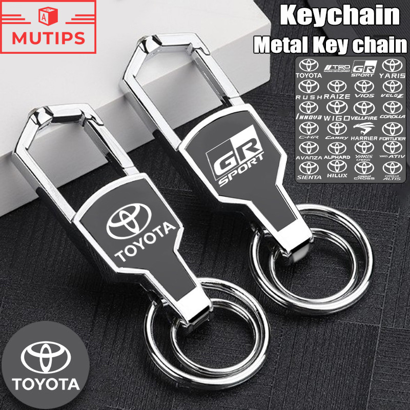 Toyota พวงกุญแจ พวงกุญแจรถแบบพกพา โลโก้เลเซอร์ keychain หัวเข็มขัดกุญแจโลหะ GR TRD Prius Fortuner Corolla Cross CHR Camry Wish Vios Veloz Estima Sienta Yaris Ativ Altis Hilux Revo bZ4X Hiace