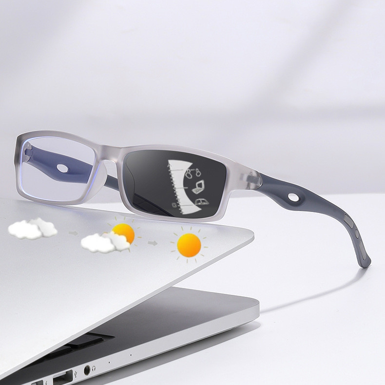 Progressive และ Photochromic น้ําหนักเบา Anti Slip อ่านแว่นตาป้องกันรังสีเกรด TR90 สแควร์เปลี่ยนเลนส์แว่นตา Presbyopic แฟชั่น Simple Active แว่นตา SPG788