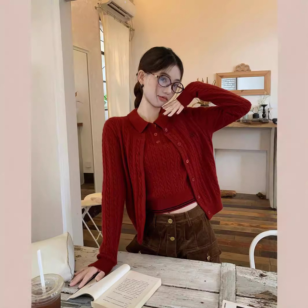 ปีใหม่คริสต์มาส Limited Edition Retro Red Women's pullover sweater