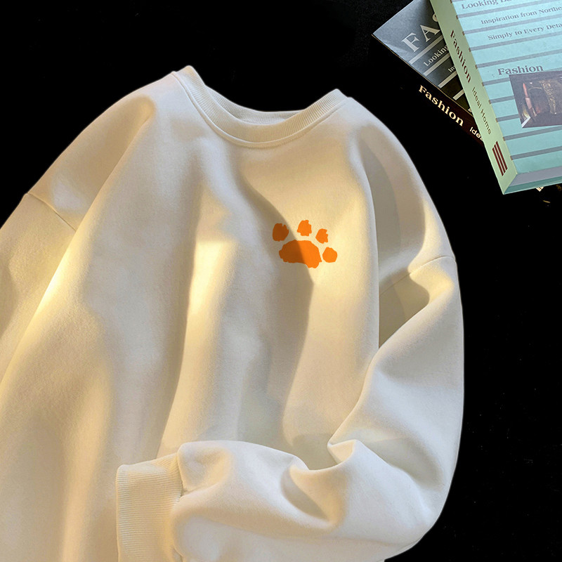 COD (จัดส่งในกรุงเทพฯ) MAO Shop เสื้อกันหนาวคอกลมใหม่กำมะหยี่แขนยาวเสื้อยืดหลวมเสื้อคลุมไม่มีหมวก