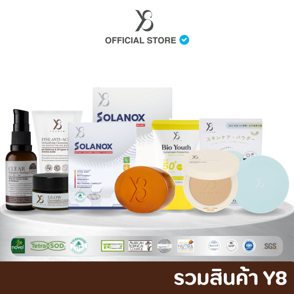 (📍กดในไลฟ์ถูกกว่า📍)✨รวมทุกสินค้า Y8 ครีมกันแดด สบู่Y8 ครีมY8 เซรั่มY8 เจลล้างหน้าY8 แป้งY8 Solanox