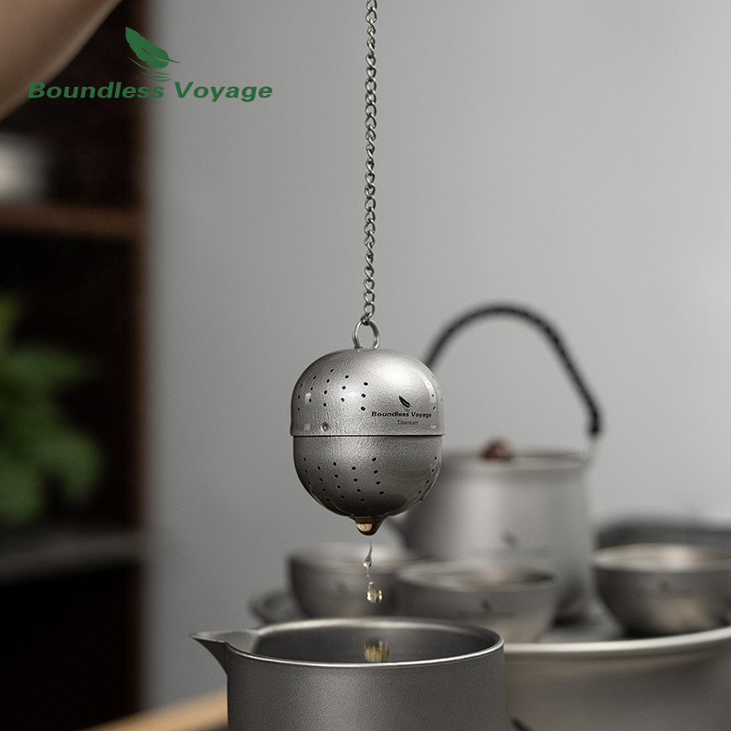 Boundless Voyage ไทเทเนียมชา Ball Infuser ขยายโซ่กรองชาแก้วกาน้ําชาหลวมชาเครื่องเทศ Home Kitchen เคร