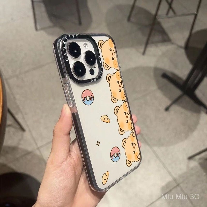 เคสโทรศัพท์ใสลายการ์ตูนน่ารักลายหมีไอเดียสร้างสรรค์สำหรับ iPhone 11PROMAX 12 13pro 14 15PROMAX ซิลิโคนกันกระแทกเคสนิ่ม16plus XS XR xsmax ฝาครอบป้องกันถุงลมนิรภัย7 8PLUS m6mp