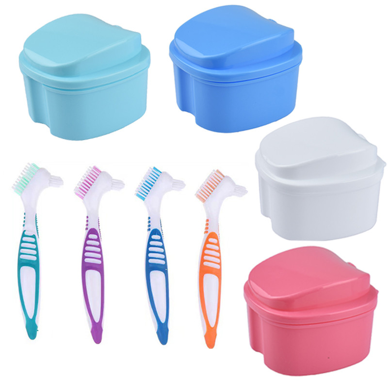 ฟันปลอมอาบน้ํากล่องทําความสะอาดฟันคอนเทนเนอร์กรณีทันตกรรมกล่องเก็บฟันปลอมกล่องคอนเทนเนอร์