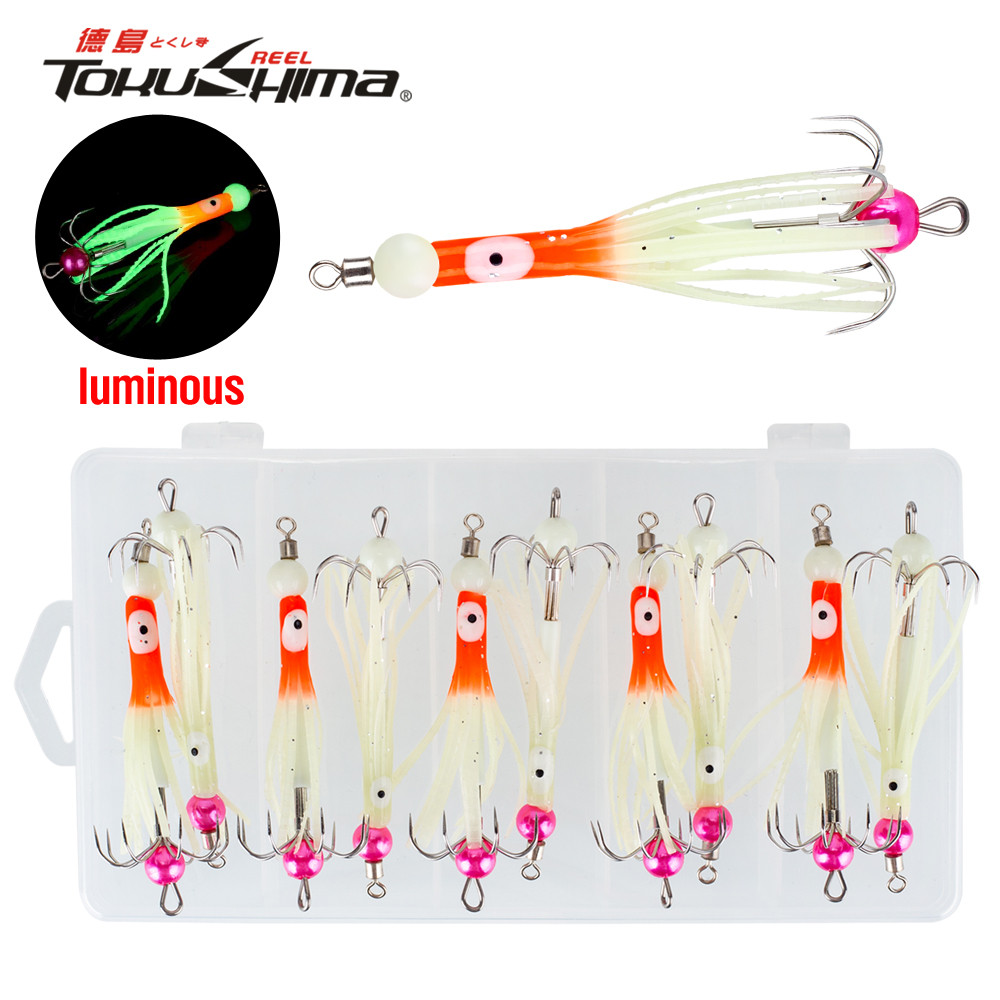 Sharped Luminous Squid Lure เหยื่อ 7.6 ซม.กล่อง Soft Octopus เหยื่อตกปลา Strong 