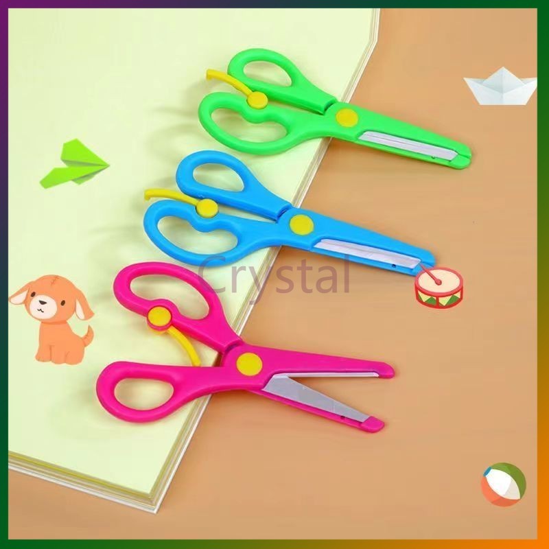 Crystal กรรไกรความปลอดภัยของเด็ก เหมาะสำหรับการตัดกระดาษทำมือ DIY สำหรับเด็ก