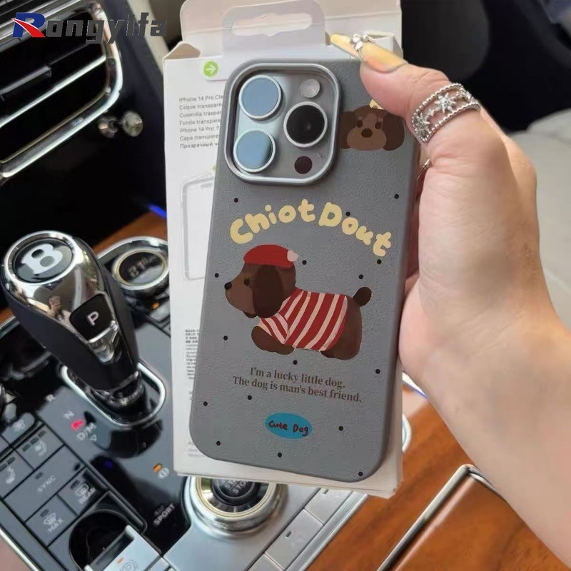 การ์ตูนลูกสุนัขกรอบโลหะปกหนังสําหรับrealmeหมายเหตุ60 50 P1 Pro GT Master Q5i U1 6 5 Pro 6i 6s 5i 5s 2 Pro C1 Q 5G 4Gปลอกนุ่มน่ารักChot Dout Anti-Fallกลับเคสโทรศัพท์