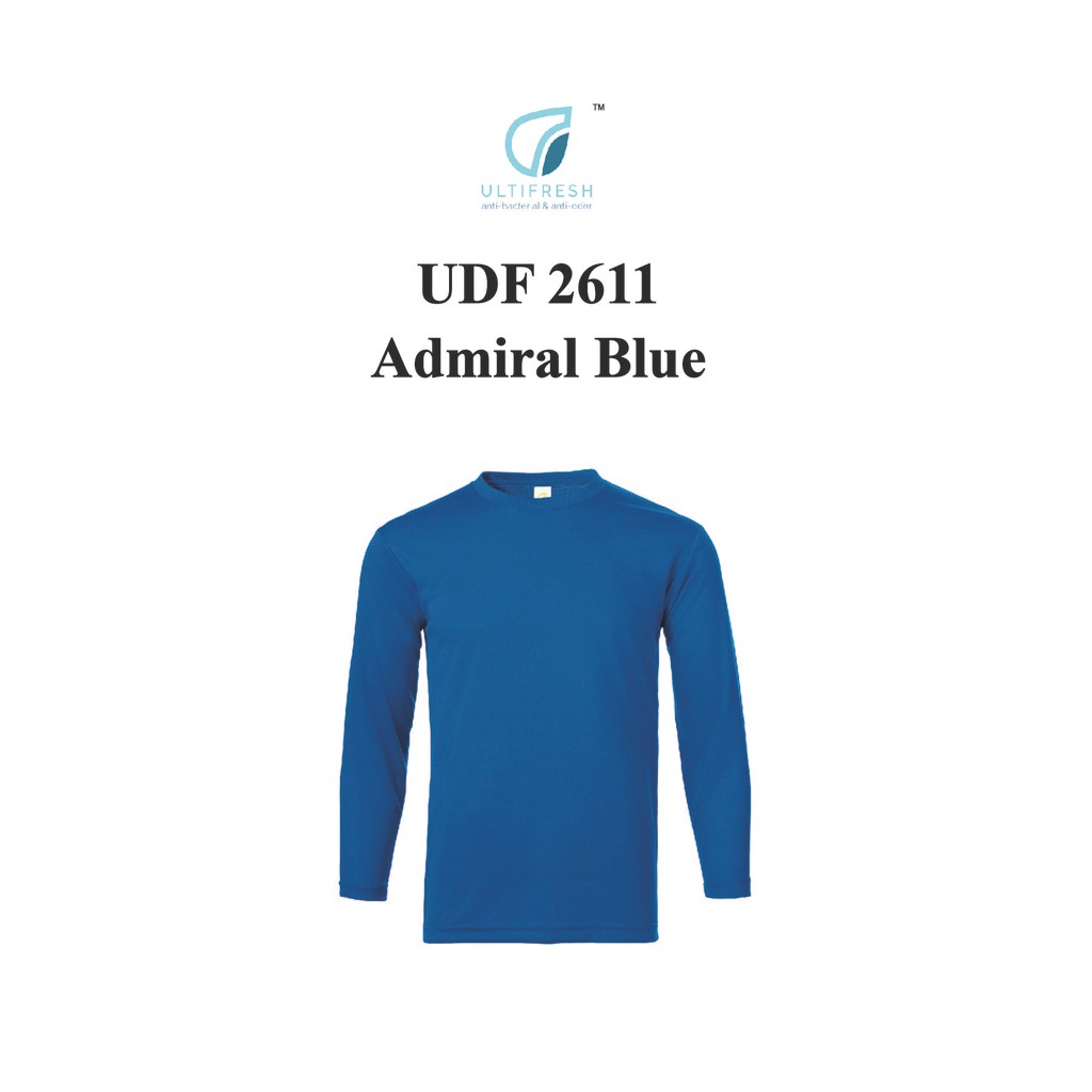 Ultifresh UDF2611 Admiral Blue NTMY.os คอลูกเรือเสื้อยืดแขนยาว Unisex Dri-fit ไมโครไฟเบอร์ Baju Panj