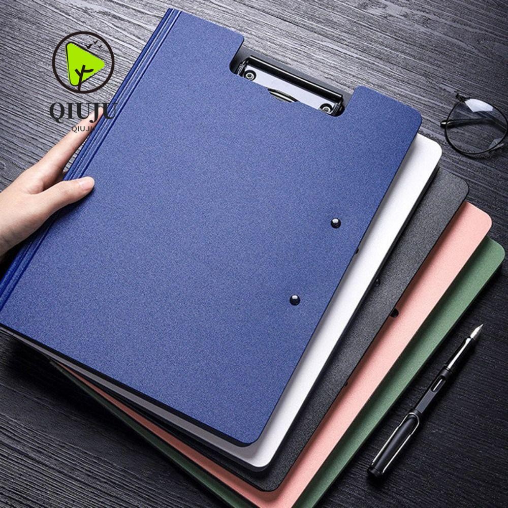 Qiuju แฟ้มโฟลเดอร์ ขนาด A4 พร้อมคลิปบอร์ดคู่ สําหรับใส่กระดาษทดสอบ ของขวัญนักเรียน